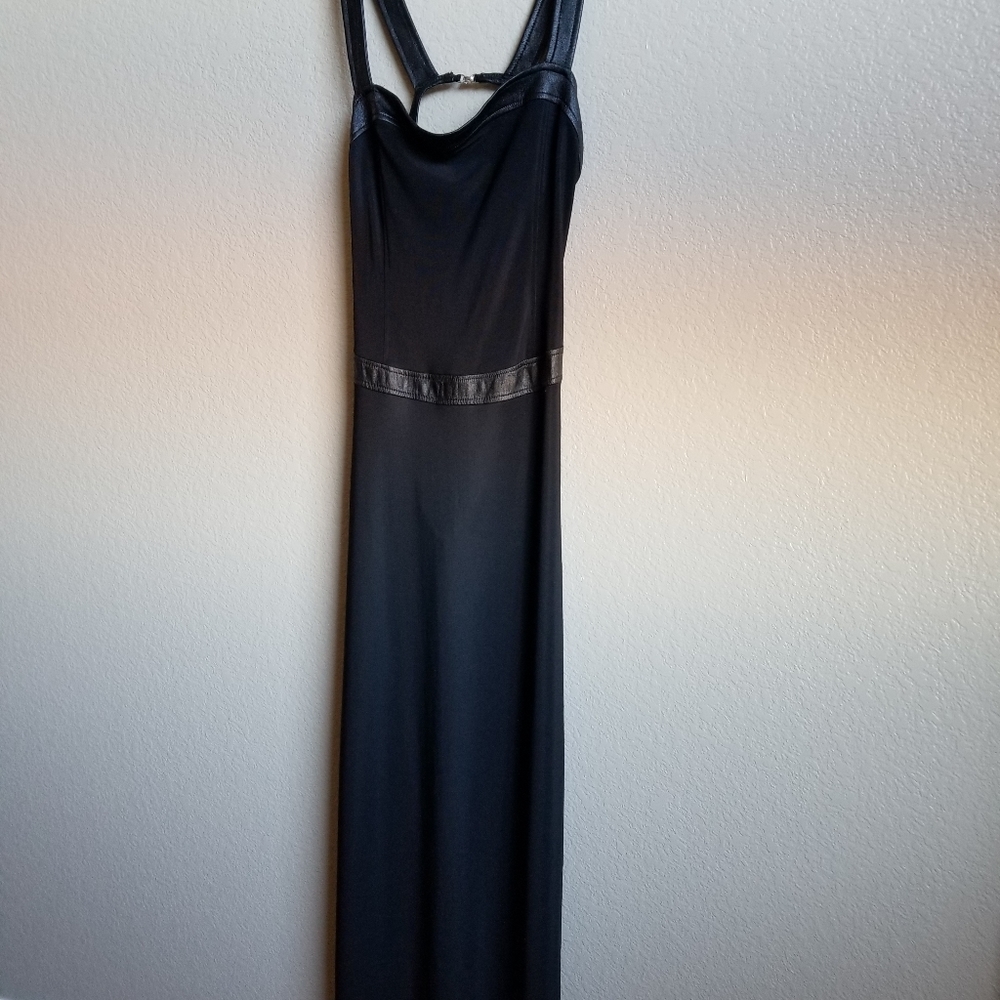 Y2K Fredericks of Hollywood Lingerie Dress Black Long Cut Out w/bling cl…